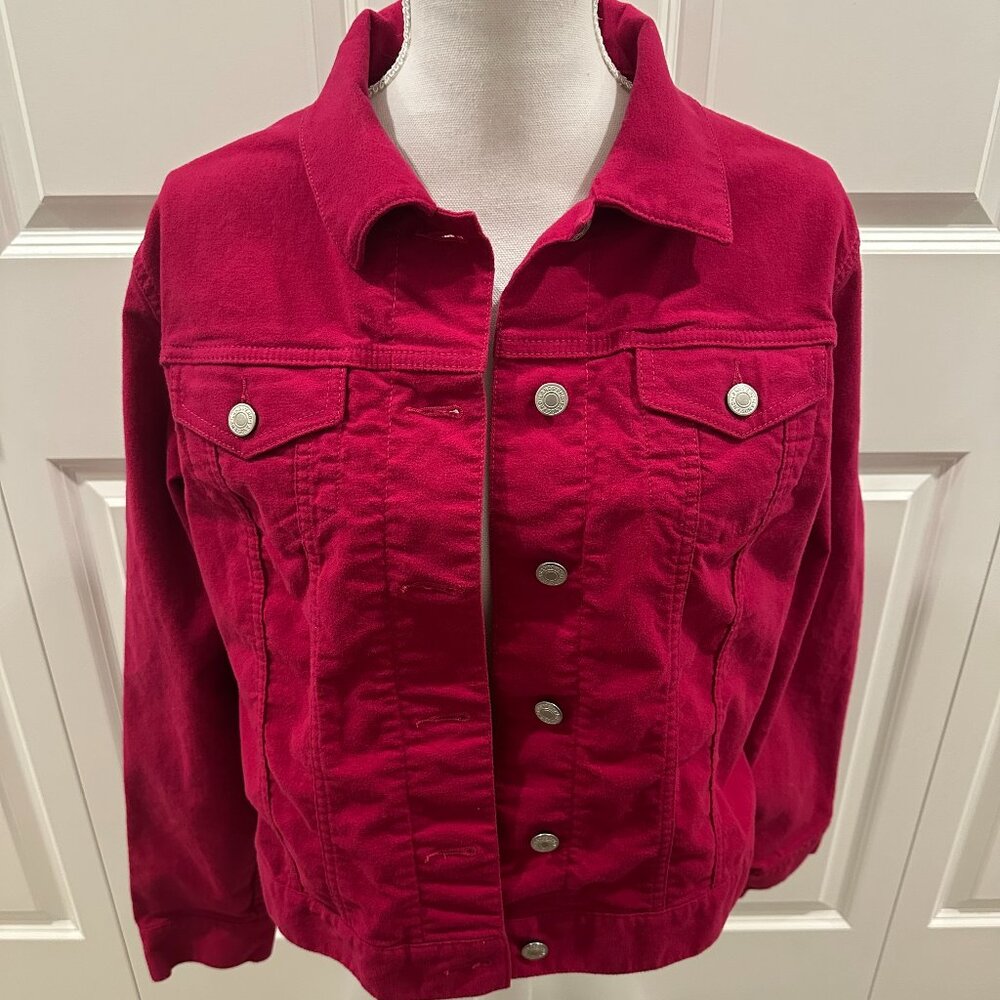 Lands' End Magenta Jacket in like new condition Size Large 14-16, button-up